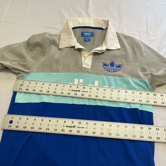 Adidas Men’s Colorblock Spell Out Polo Shirt Size Medium - Picture 5 of 6
